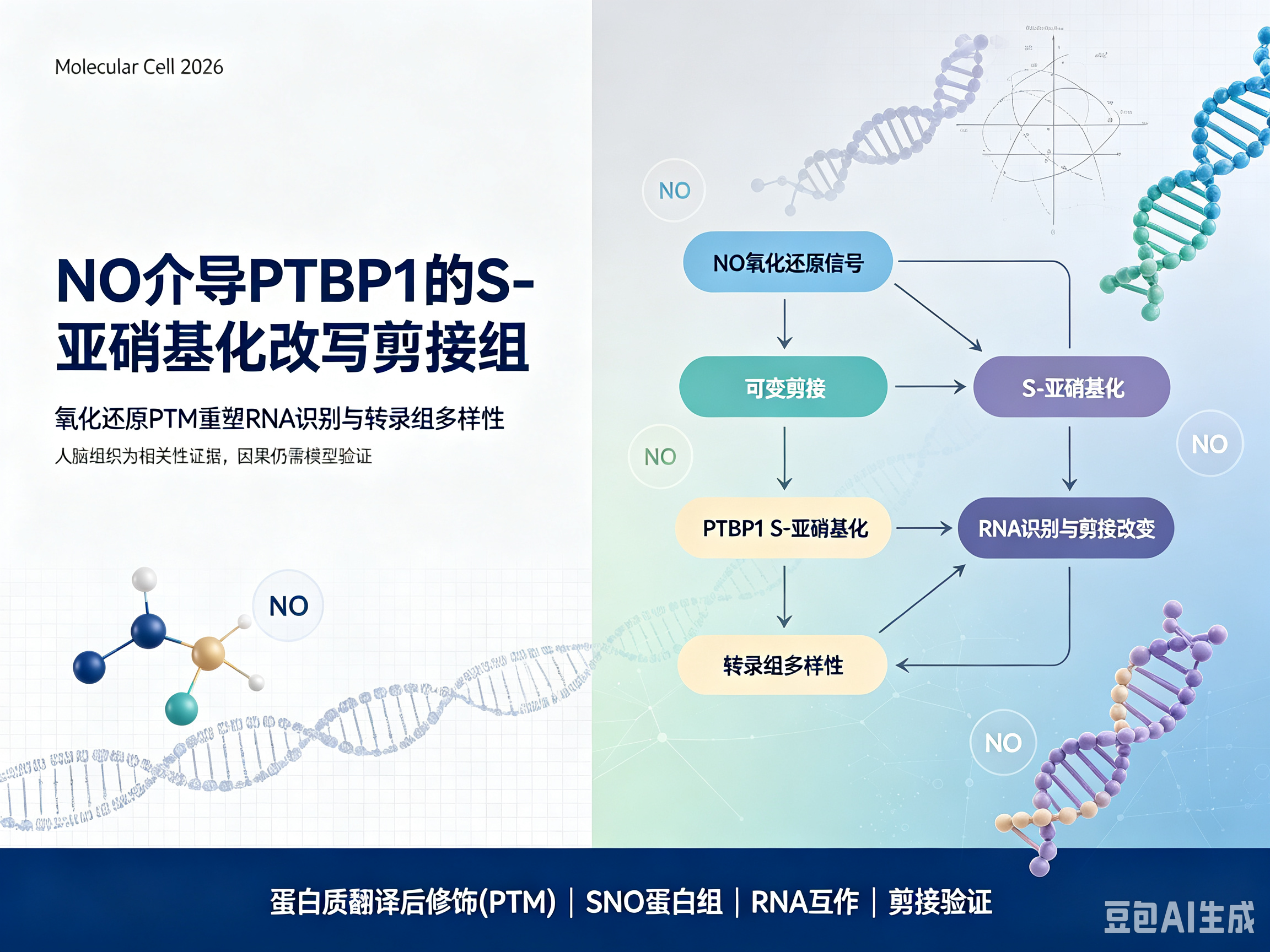 一氧化氮如何改写剪接组？Molecular Cell找到SNO-PTBP1这枚开关
